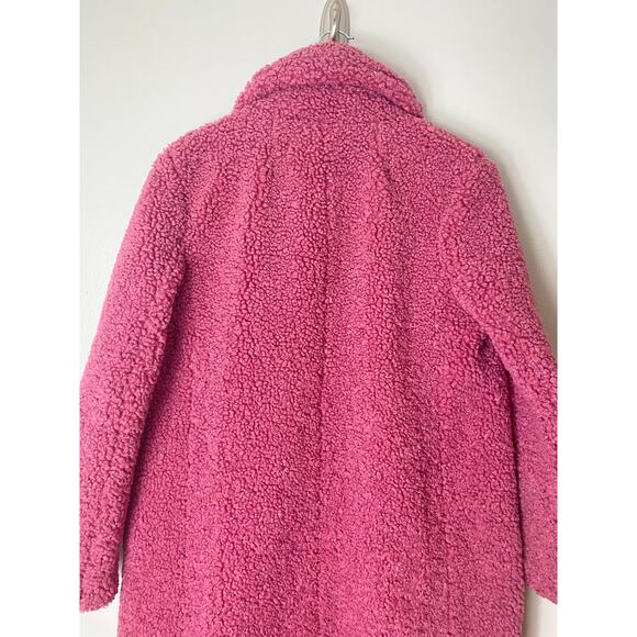 NWT J. CREW COAT XS PINK TEDDY SHERPA TOPCOAT PREPPY WINTER LONGLINE - Picture 10 of 15
